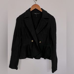 BCBGMAXAZRIA Black Wool Coat with Gold Buttons
